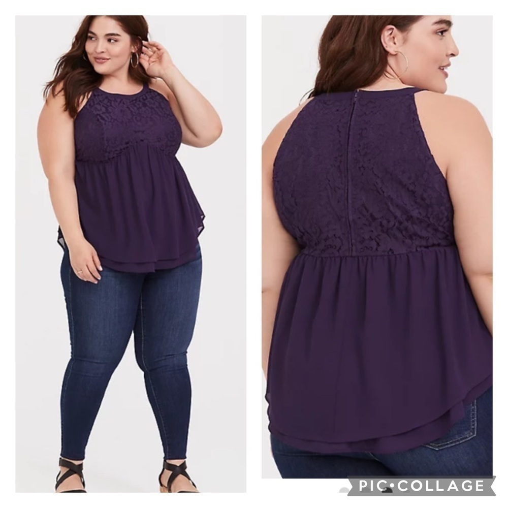 Nwt Torrid Peplum Lace Goddess Neck Tank